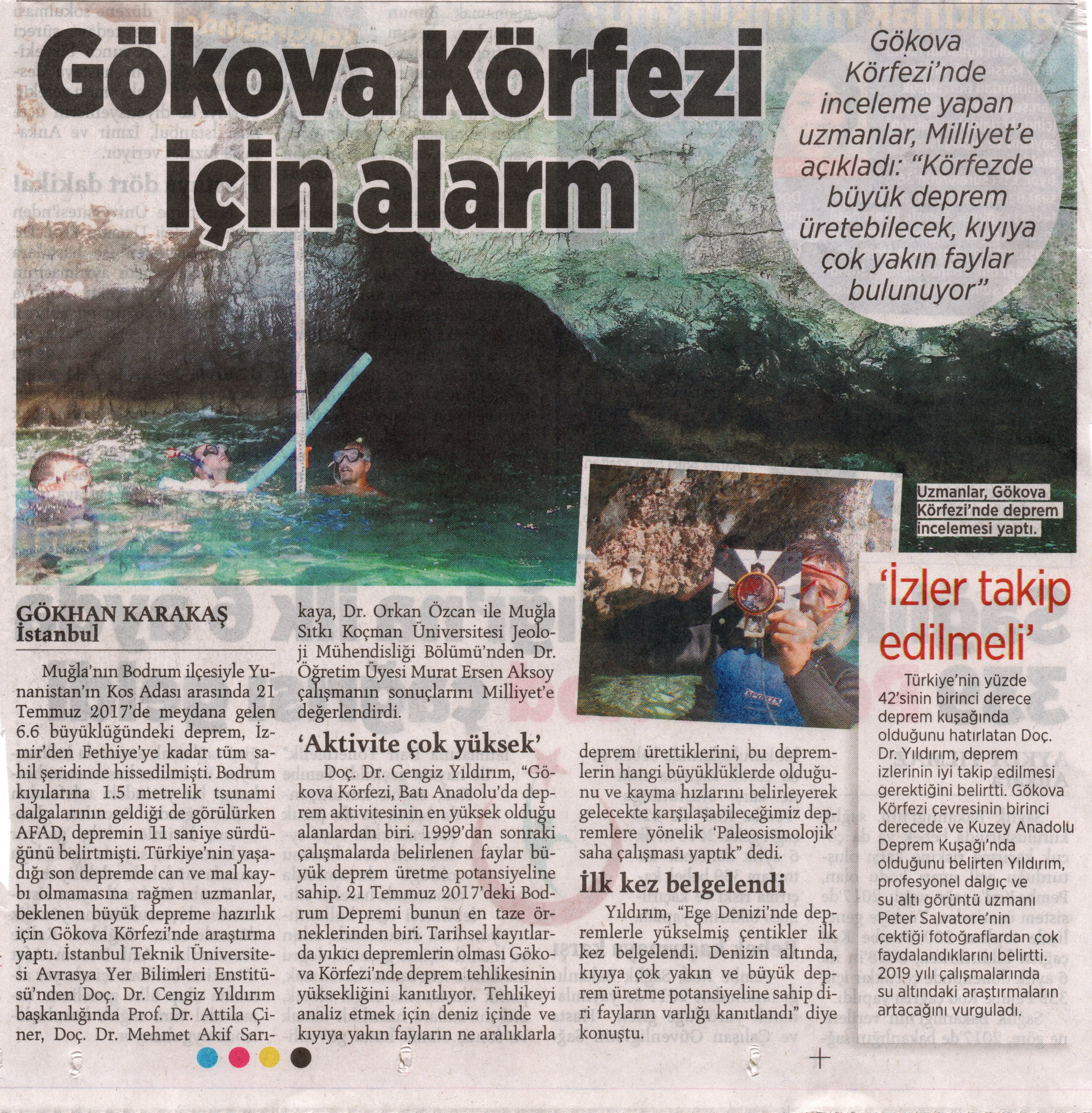 Gökova Körfezi için alarm, Peter Salvatore, Sualtı Dünyam, Milliyet Gazetesi, Habertürk, NTV haber, Gökhan Karakaş, Gökova Deprem Projesi haberi